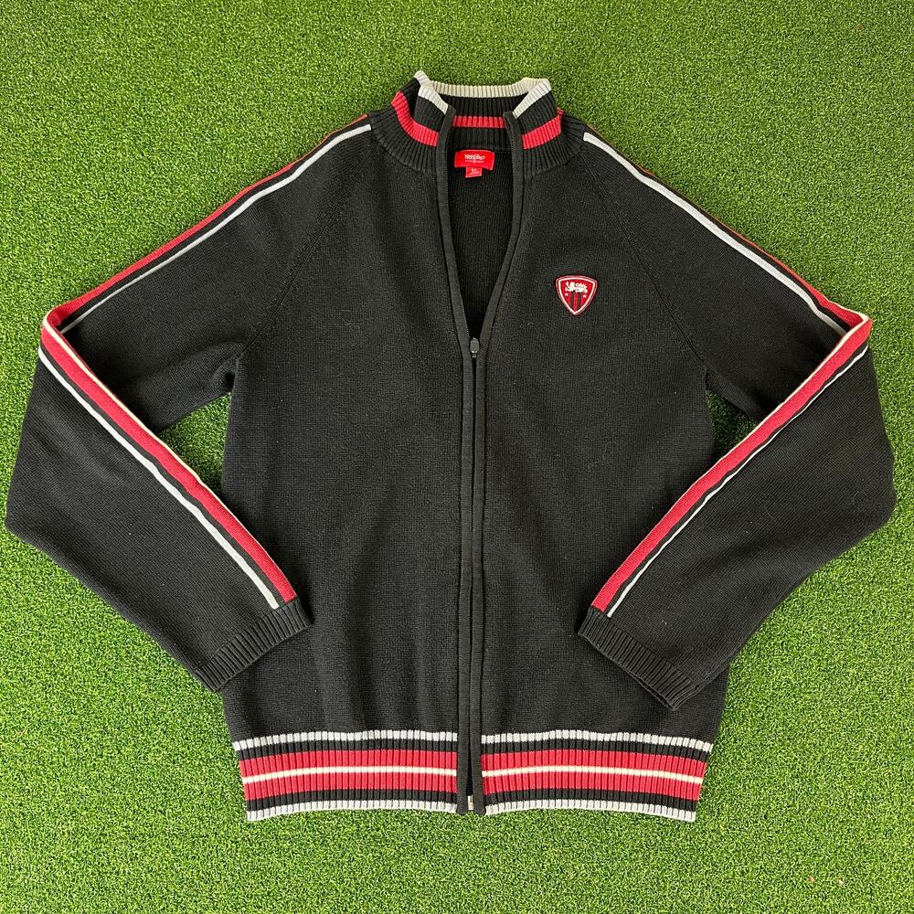 Vintage Y2K Mossimo Supply Co. Sporty Varsity Full Zip Black & Red Jacket Sz M